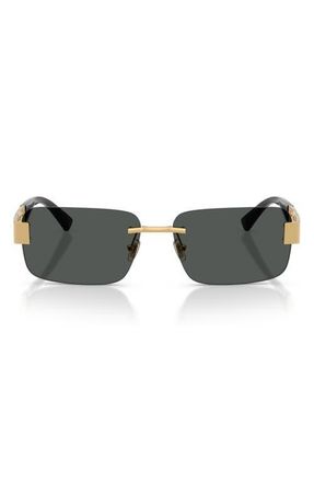 Versace 58mm Rimless Rectangular Sunglasses in Gold /Dark Grey at Nordstrom
