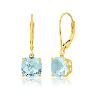 MAX + STONE 14k Solid Yellow Gold Gemstone Dangle Leverback Earrings (8mm)