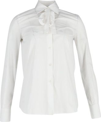 Mario Valentino Valentino Neck Bow Shirt in White Cotton