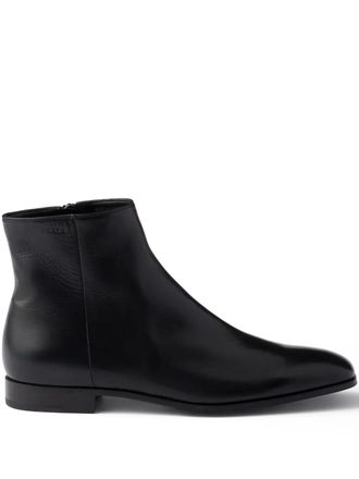 Prada 25mm zipper leather booties - Black