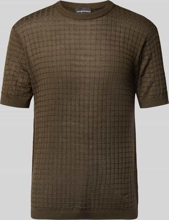 Emporio Armani T-Shirt mit geripptem Rundhalsausschnitt in Schlamm, Größe XXL