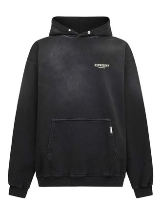 Represent logo-print cotton hoodie - men - Cotton - M - Black