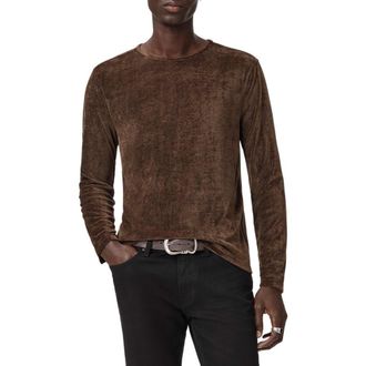 John Varvatos Sandro Long Sleeve Velvet Top in Dark Brown at Nordstrom, Size Small