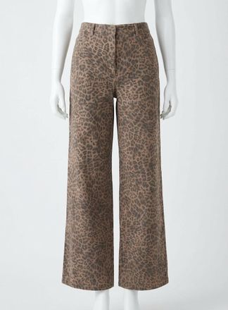 Z Supply Marli Denim Leopard Pants In Desert Tan
