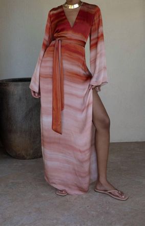 Hemant & Nandita Asma Long Dress With Belt In Multi