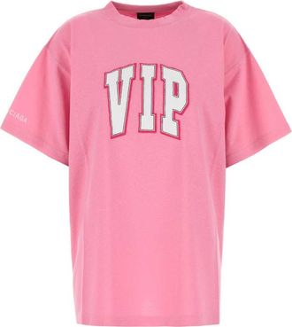 Balenciaga Pink Crewneck Logo T-Shirt