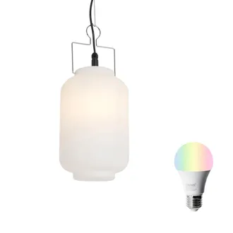 QAZQA Qazqa Moderno L&aacute;mpara Colgante Exterior Inteligente Blanca 20 Cm Con Wifi A60 - Pion Pl&aacute;stico /met&aacute;lica Redonda Adecuado Para Led Max. 1 X 9 Watt