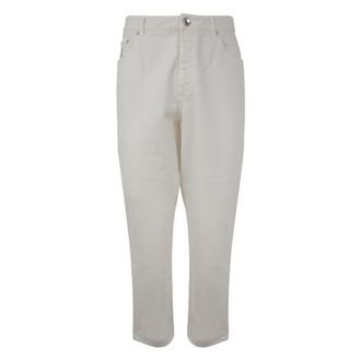 Brunello Cucinelli MenS Off-White Straight-Leg Trousers, Size 50