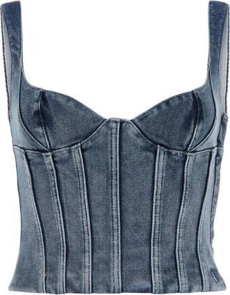 Off-white Denim Bustier Top - Dames - Tops zonder mouwen - Blauw - S - Denim - Tops