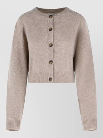 Loulou Studio heike cropped cashmere cardigan crew neck