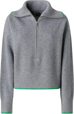 Pinko Broeken - Dames - V-hals truien - Grijs - XS - Wol - Truien & Vesten