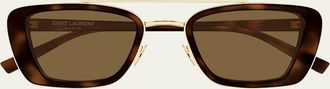 Saint Laurent 50mm Rectangular Acetate & Metal Sunglasses