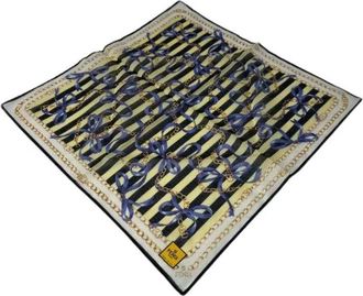 Fendi Pre-owned Gestreept Zijde Katoen Sjaal - Dames - Vintage Accessoires - Geel - ONE Size - Katoen - Vintage