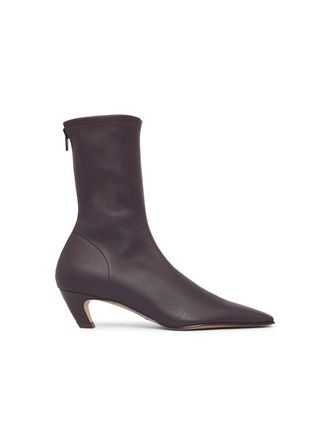 Khaite Arizona Burgundy Leather Ankle Boots