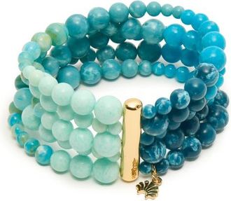 Lele Sadoughi Riviera Five Strand Beaded Bracelet in Seafoam Spray at Nordstrom