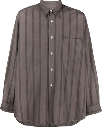 Comme Des Garçons 1990s cutaway collar striped shirt - men - Cotton - M - Brown