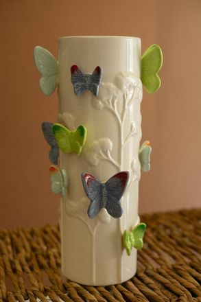 Kalalou Ceramic Vase With Colorful Butterflies