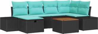 vidaXL Conjunto De Sof&aacute;s De Jard&iacute;n 7 Uds. Negro Rat&aacute;n Sint&eacute;tico Vidaxl