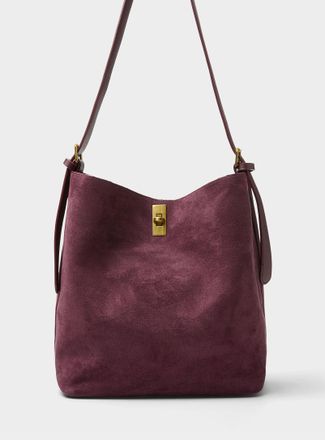 Simons Womens Belt-strap faux-suede bag