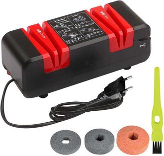 Elle Afilador El&eacute;ctrico Autom&aacute;tico Multifunci&oacute;n Con Biselado, Bordes Sin Desbastar Y Ranuras Finas (15 Grados), Incluye Cepillo Y 3 Discos Abrasivos Reempl