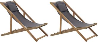 Beliani Conjunto de 2 tumbonas de madera gris oscuro