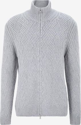 Gran Sasso Zopfstrick-Kaschmircardigan mit Stehkragen