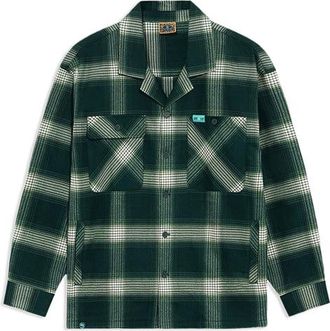 Li-Ning BADFIVE Sports Basketball Series Plaid Loose Casual Long Sleeves Shirt Dark Green ASHR195-1