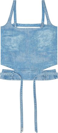 Diesel Light Blue Denim Crop Top with Square Neckline