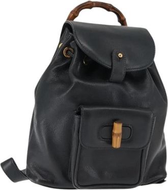 Gucci Pre-owned Leren Rugzak - Dames - Vintage Rugzakken - Zwart - ONE Size - Leer - Vintage