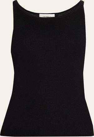 Lisa Yang Lynette Cashmere Rib Scoop-Neck Tank Top