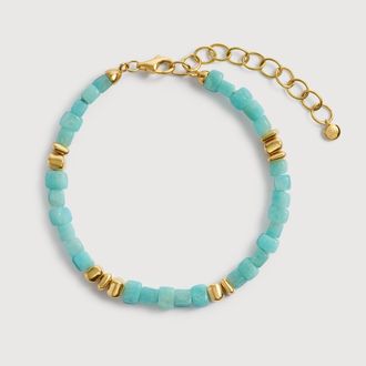 Monica Vinader Gold Amaia Gemstone Beaded Bracelet Amazonite