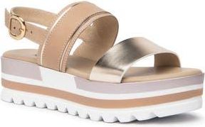 Nero Giardini Double-Band Platform Slingback Sandal in Beige/khaki at Nordstrom Rack, Size 7Us / 37Eu