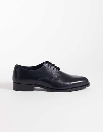 Asos Scarpe derby stringate in pelle nere-Nero