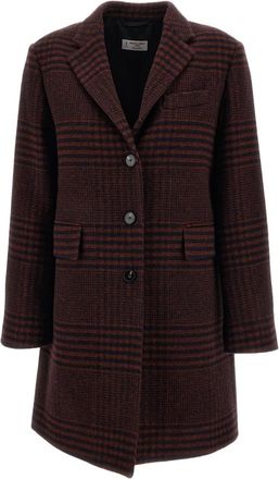 Alberto Biani Checked Wool Single-Breasted Coat