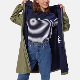 Petit Bateau Lange tweekleurige regenjas met kap