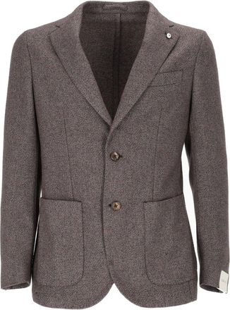 L.B.M. 1911 Brown Drop S Textured Blazer