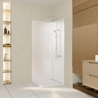 Aurlane Set di 2 Pannelli Murali in Alluminio Bianco 80x210 cm + Profili Cromati