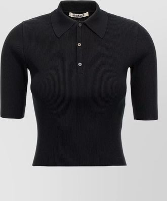 Auralee ribbed polo top