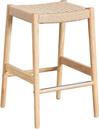 Sklum Sklum - Sgabello alto 65 cm in legno di rovere e corda intrecciata Mara