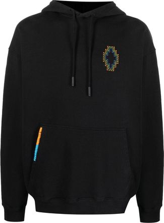 Marcelo Burlon Cross-embroidered drawstring hood - men - Cotton/Polyester - S - Black