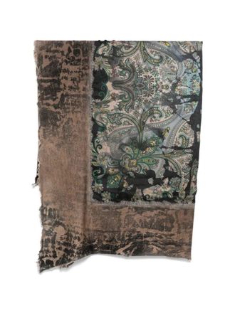 Avant Toi Scarf Hand Painted Paisley Print Foulard