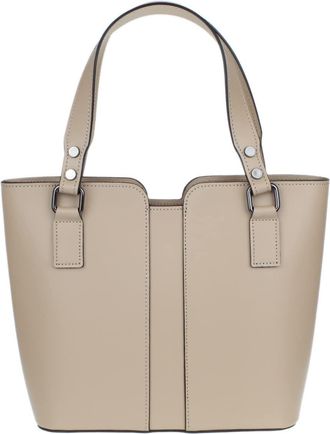 Girly HandBags Womens Plain Italian Genuine Leather Crossbody Tote Bag (Nude)