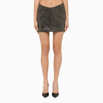 Rotate Black miniskirt with micro sequins