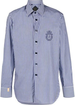 Billionaire Boys Club crest embroidered striped shirt - men - Cotton - S - Blue