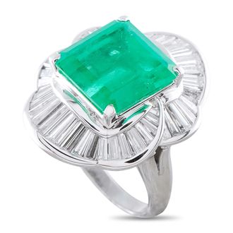 Luxury Bazaar Platinum 2.70ct Diamond and Emerald Ballerina Ring MF07-100526
