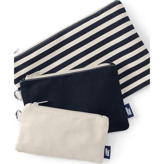 Lands End Zip Canvas Pouch 3 Pack in Radiant Navy Stripe Mix at Nordstrom