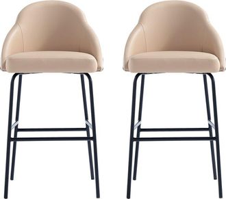 Manhattan Comfort Set Of 2 Gracie Modern Leatherette Barstools With Steel Legs