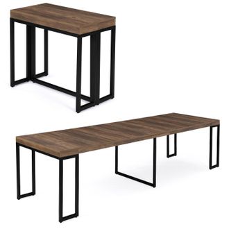 IDMarket Consolle Allungabile Toronto, 10 Posti, 235 Cm, Legno Scuro, Design Industriale