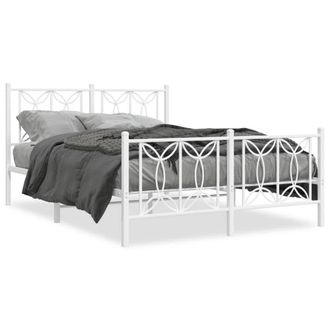 Berkfield Home Metal Bed Frame without Mattress with Footboard White 140x200cm | Size: 140x200 cm