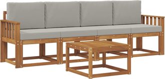 vidaXL Conjunto De Sof&aacute;s De Exterior 5 Uds. Gris Natural Y Claro Vidaxl